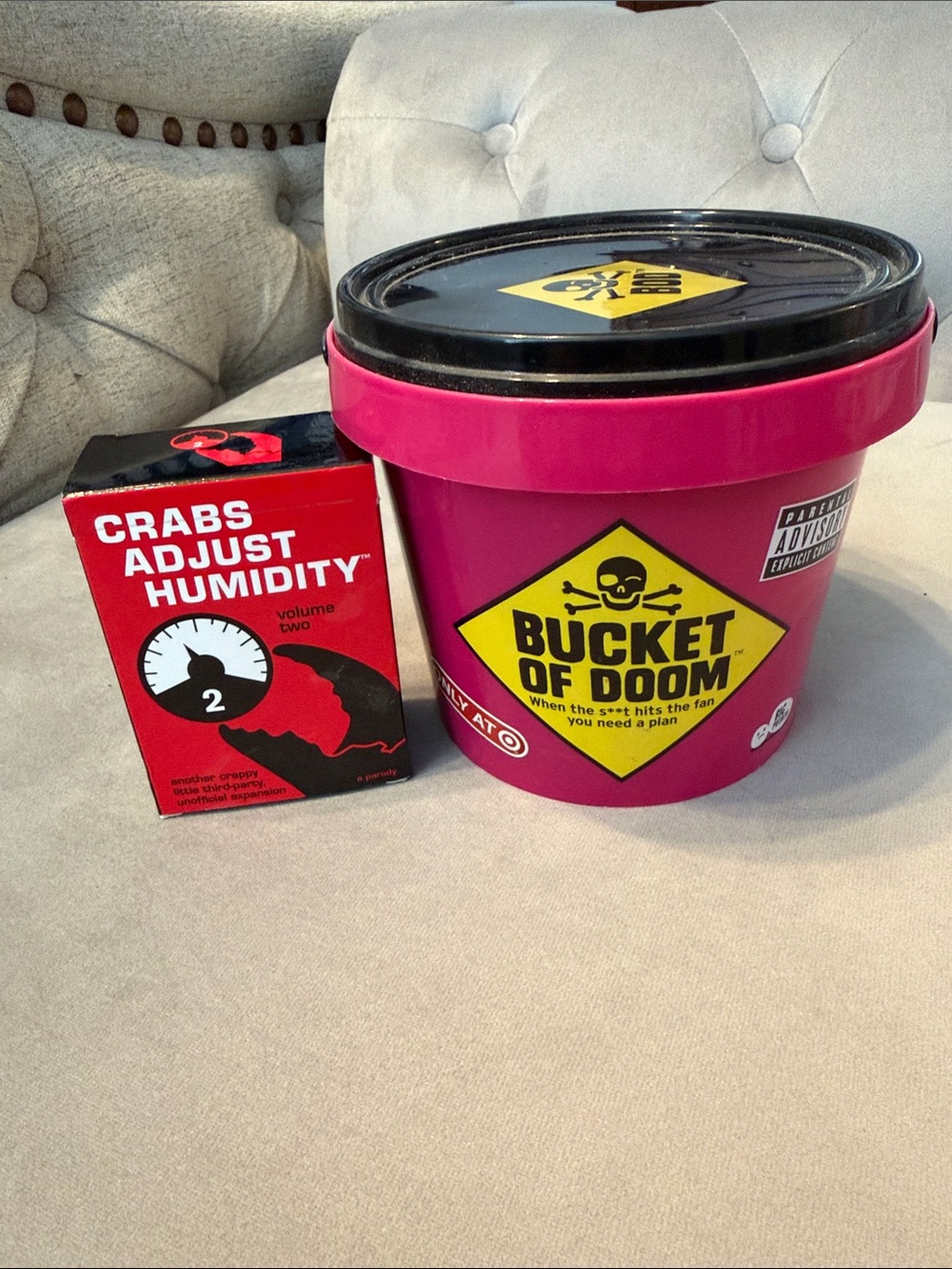 Bucket of Doom Party Game - Pink Bucket with Crabs Adjust Humidity Expansion